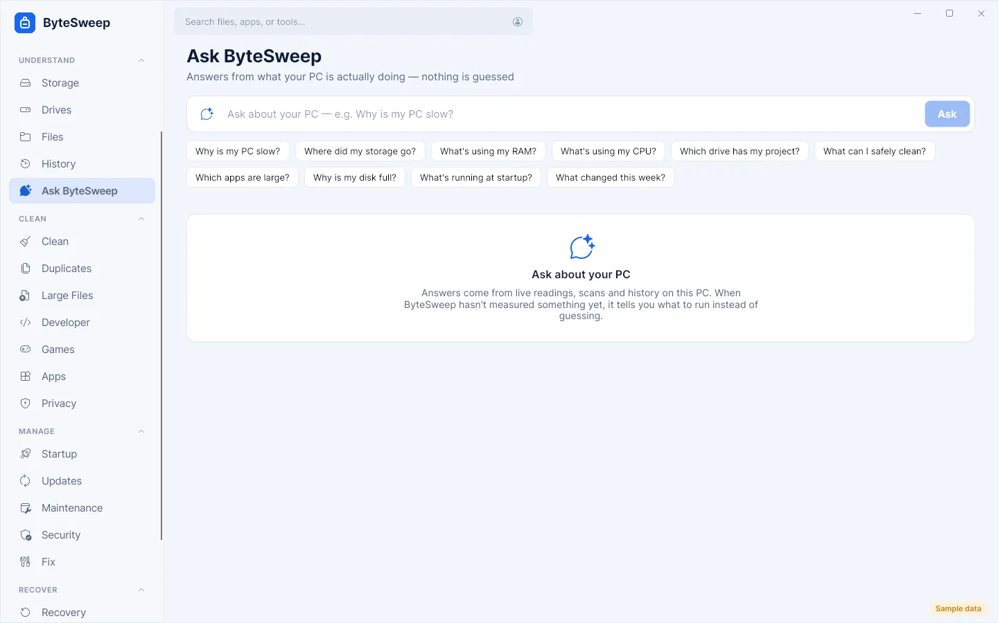 Ask Bytesweep: PC 자신의 기록에서 나온 답변